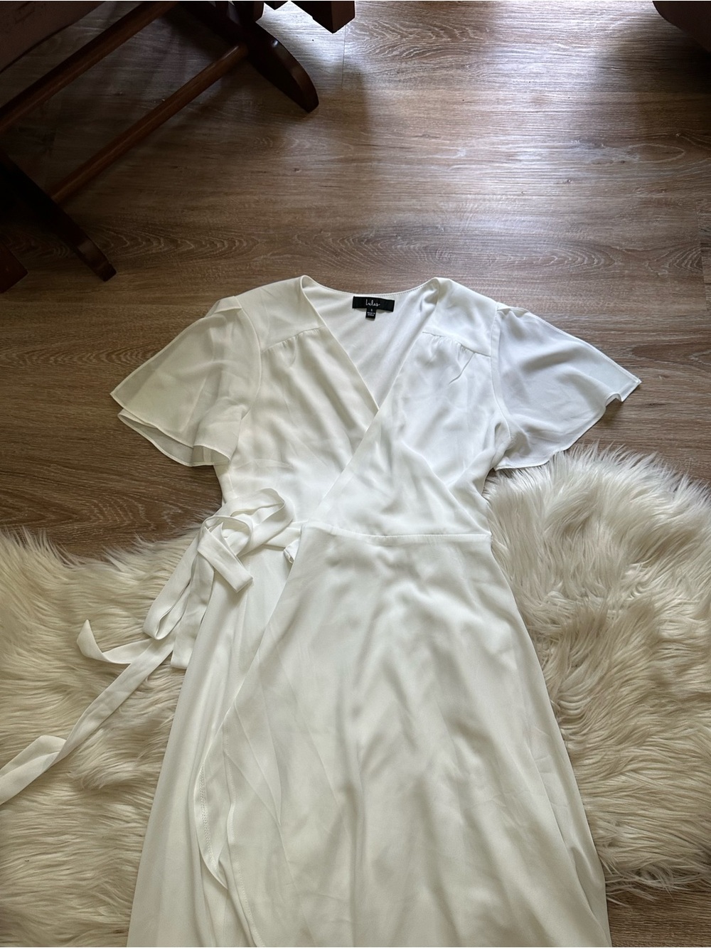 LULU’S Rise To The Occasion White Midi Wrap Dress - Picture 5 of 6